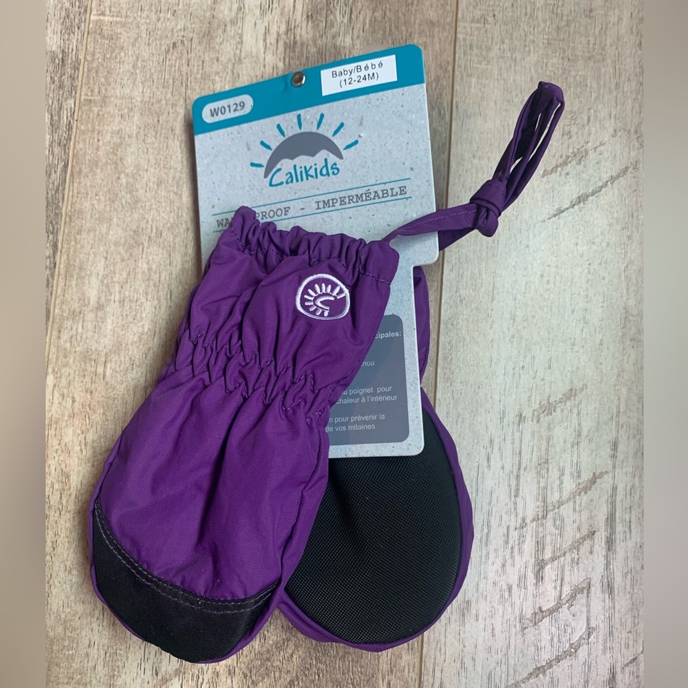 Calikids NWT purple waterproof mittens size 12-24 months